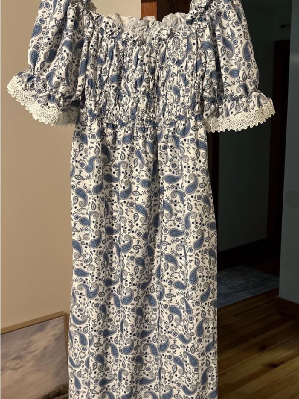 SHEIN Light Blue Paisley Maxi Dress